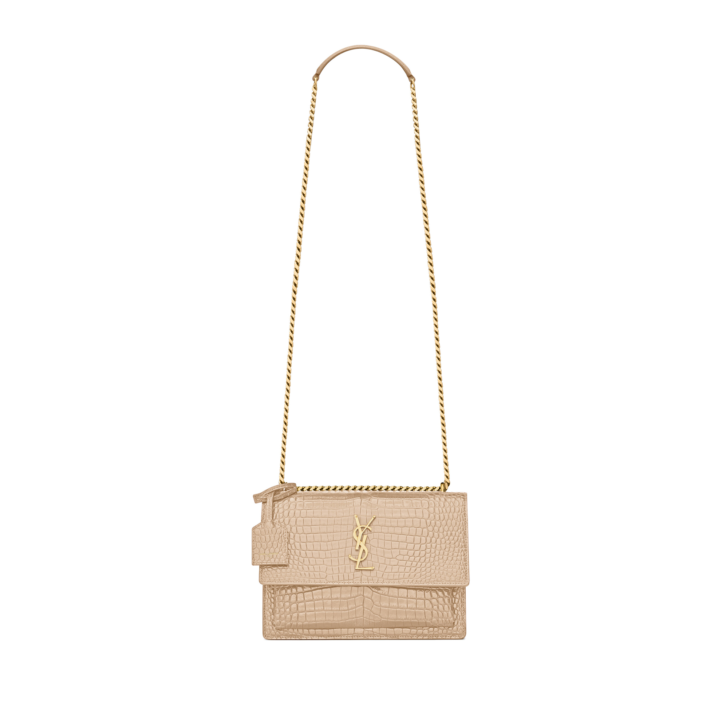 YSL SUNSET MEDIUM IN CROCODILE-EMBOSSED LEATHER 442906DND0J2721 (22*16*6.5cm)